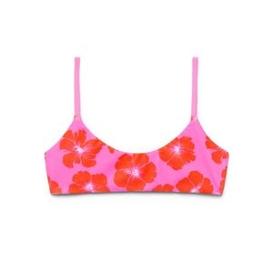 Vaya Island Girls NWT Reversible Capri/Pink Scoop Bikini Swim Top Sz Small
